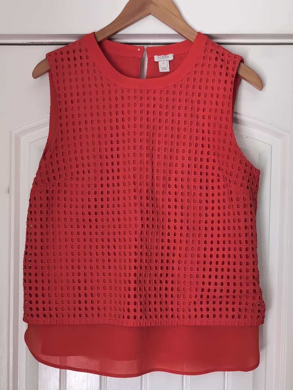J. Crew Coral Eyelet Layered Sleeveless Camisole